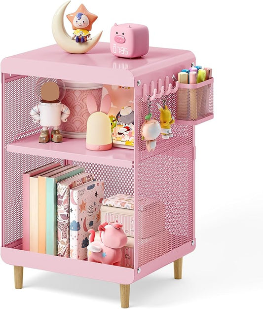 Kids Nightstand,Kids Bedside Table,Teen Girls Night Stand,Toddler Night Stand,End Table for Girls Room Storage,Pink nightstand