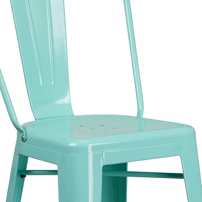 Flash Furniture Blake Commercial Grade 4 Pack 30" High Mint Green Metal Indoor-Outdoor Barstool with Back