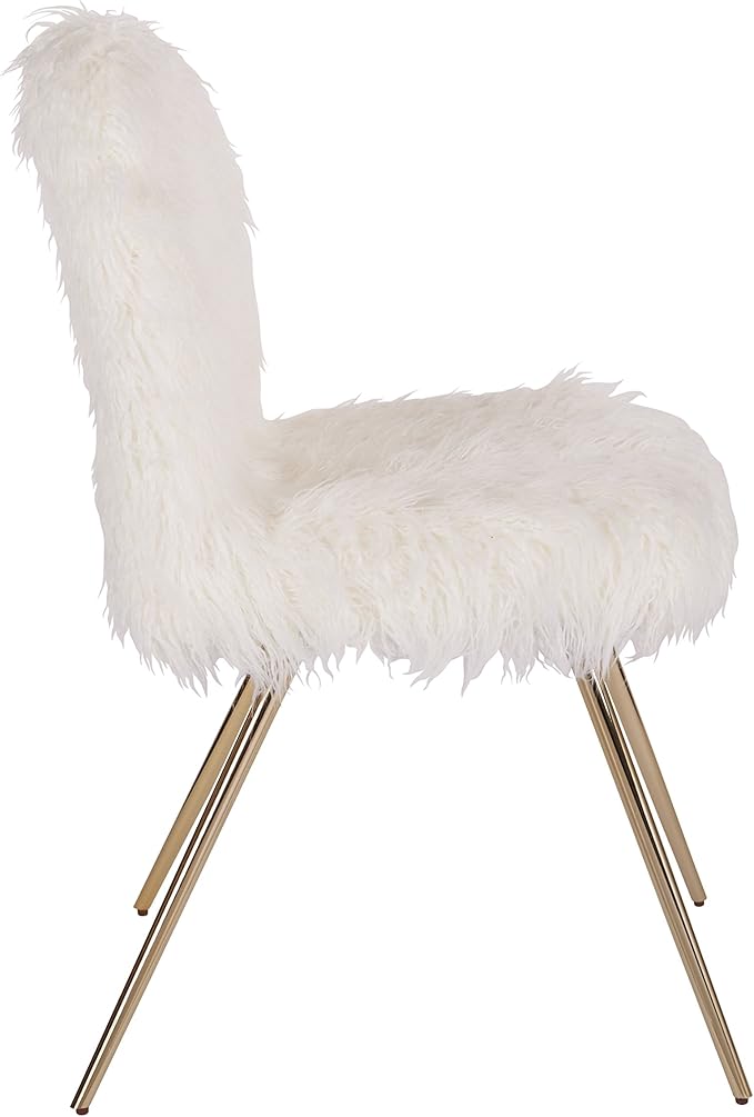 OSP Home Furnishings Julia Chic Accent Chair, White Faux Fur and Gold Legs