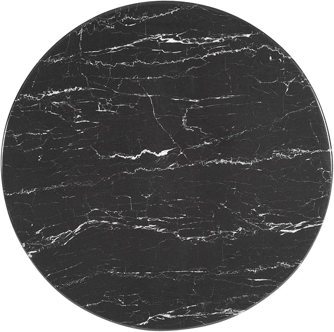 Modway Lippa Round 28" Artificial Marble Mid-Century Modern Bar Table in Gold Black