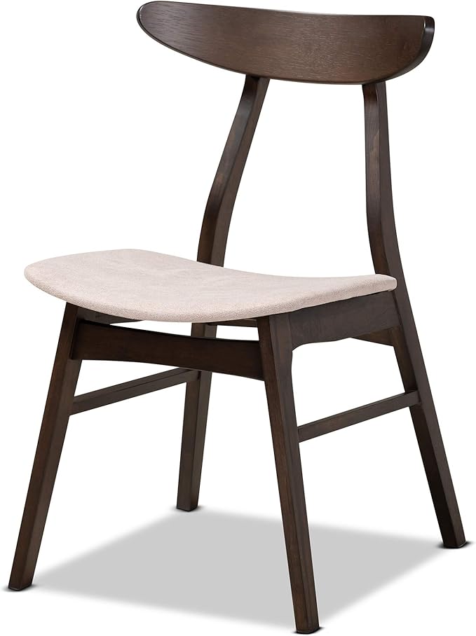 Baxton Studio Cavan Dining Set Dining Set Beige Fabric Upholstered Dark Oak Brown Finished 5-Piece Wood Dining Set