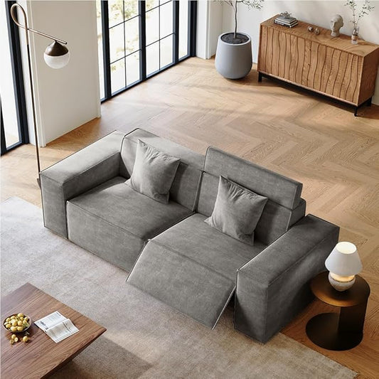 85''Power Sofa for Living Room,Sofa with Performance Fabric,Sofa with Pillows,Sectional Sofas with Recliners,Pet Friendly,Free Combination for Home, Dark Grey