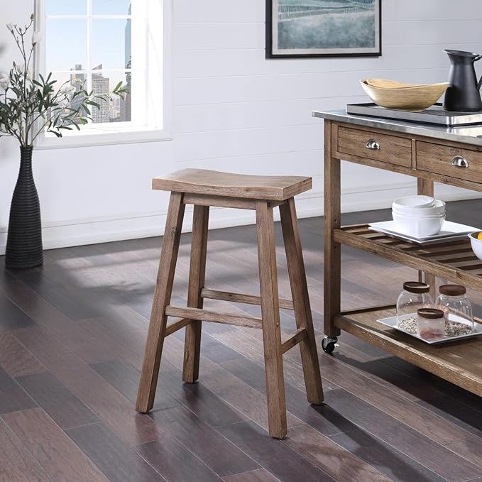 Boraam Sonoma Backless Saddle Bar Stool - Barnwood Wire-Brush