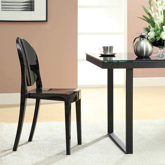 Modway Casper Modern Acrylic Stacking Kitchen and Dining Room Chair in Black - Fully Assembled