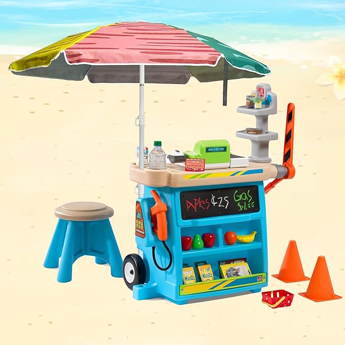 LOTTAFUN Water Table Kid Umbrella 5ft Beach Umbrella - Heavy Duty Wind Resistant UV 50+ Portable Sun Shade with Sand Anchor & Carry Bag, Outdoor Folding Umbrella for Beach,Pool,Patio,Garden (3 Color Block)
