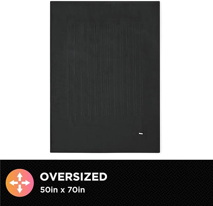 Brookstone Oversized Electric Heated Throw - Heated Blankets - 4 Heat Settings, 4-Hour Auto Shut Off, 100% Polyester, 50"x60" - Black