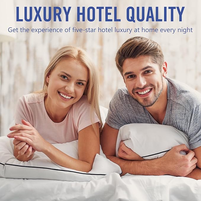 Vorouhals Hotel Collection Bed Pillows for Sleeping 2 Pack Queen Size Cooling Pillows Set of 2 for Back, Stomach or Side Sleepers, Super Soft Down Alternative Microfiber Filled Pillows