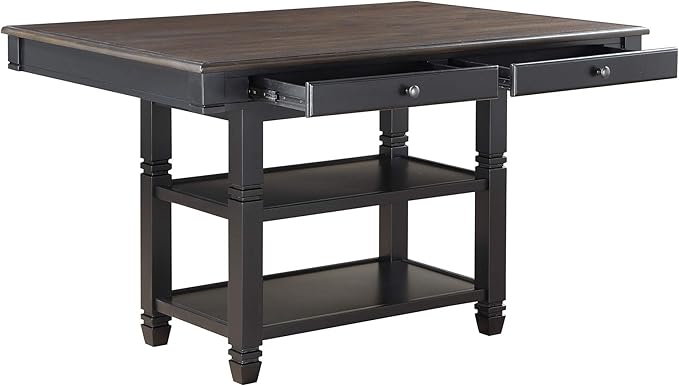 Homelegance 60" x 42" Two-Tone Counter Height Dining Table, Black/Natural