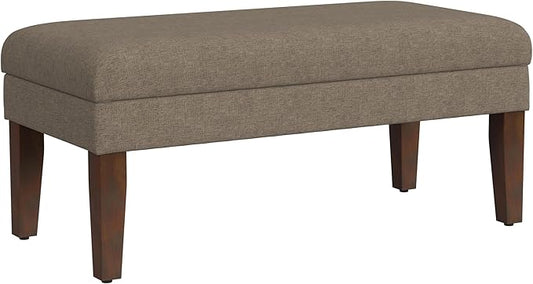 Homepop Home Decor | Upholstered Decorative Storage Ottoman Bench | Ottoman Bench with Storage for Living Room & Bedroom | Decorative Home Furniture, Textured Brown