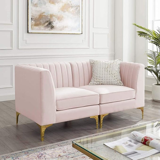 Modway EEI-4346-PNK Triumph Channel Tufted Performance Velvet Loveseat, Pink