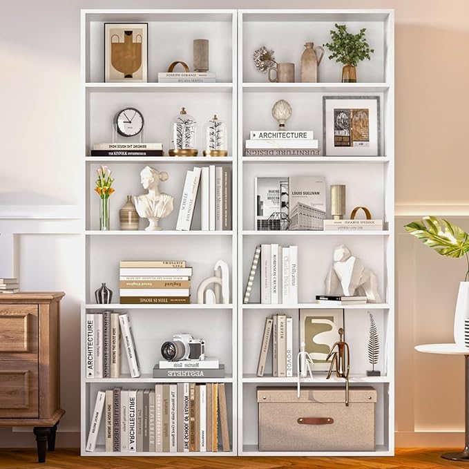 71.5" Tall Bookshelves and Bookcases Set of 2, 6 Tier Display Storage Shelves Home Decor Furniture for Home Office, Living Room, Bed Room