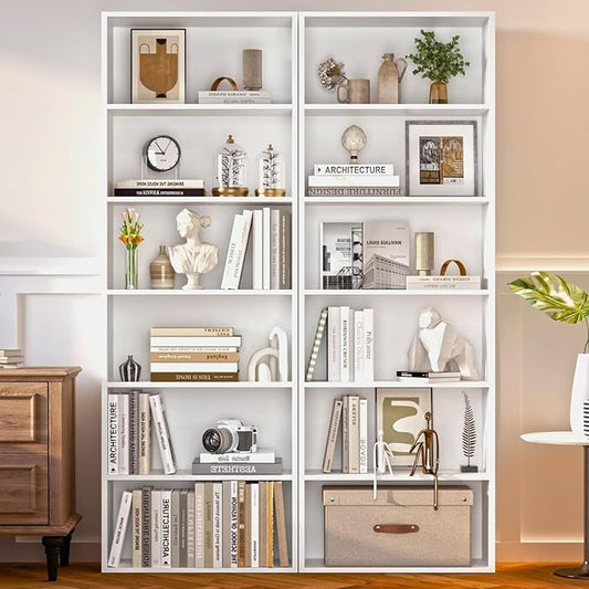 71.5" Tall Bookshelves and Bookcases Set of 2, 6 Tier Display Storage Shelves Home Decor Furniture for Home Office, Living Room, Bed Room