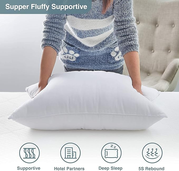 Acanva Bed Pillows for Sleeping 2 Pack, Soft Down Alternative Microfiber Filled, Natural Cover Skin-Friendly, Soft and Supportive for Side Sleepers and Back Sleepers,Standard