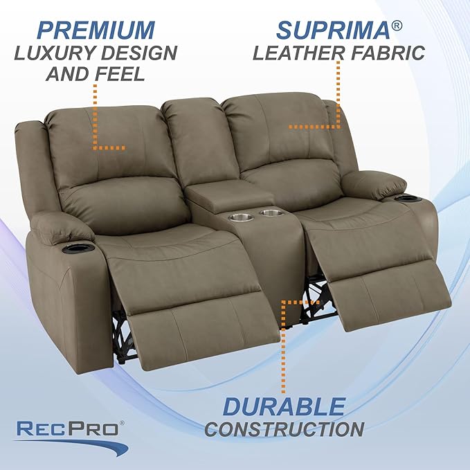 RecPro Charles 70" Powered Double RV Wall Hugger Recliner Sofa | Loveseat | RV Furniture with Upgraded 2023 Fabric (Mahogany)