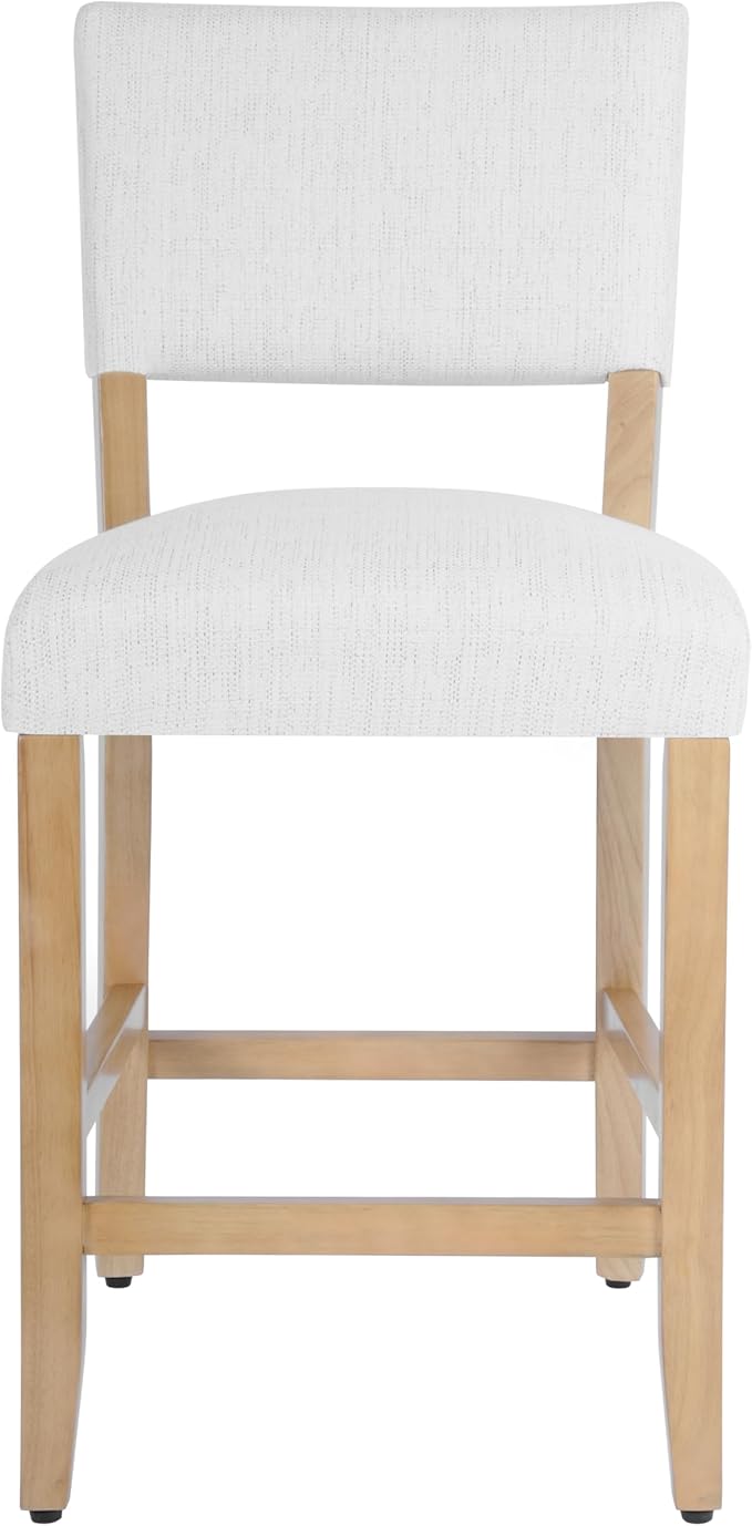 HomePop 24" Open Back Counter Stool|HomePop Home Décor|Fabric Chairs for Dining Room, Kitchen and Living Room - Stain Resistant White Woven(Single Pack)