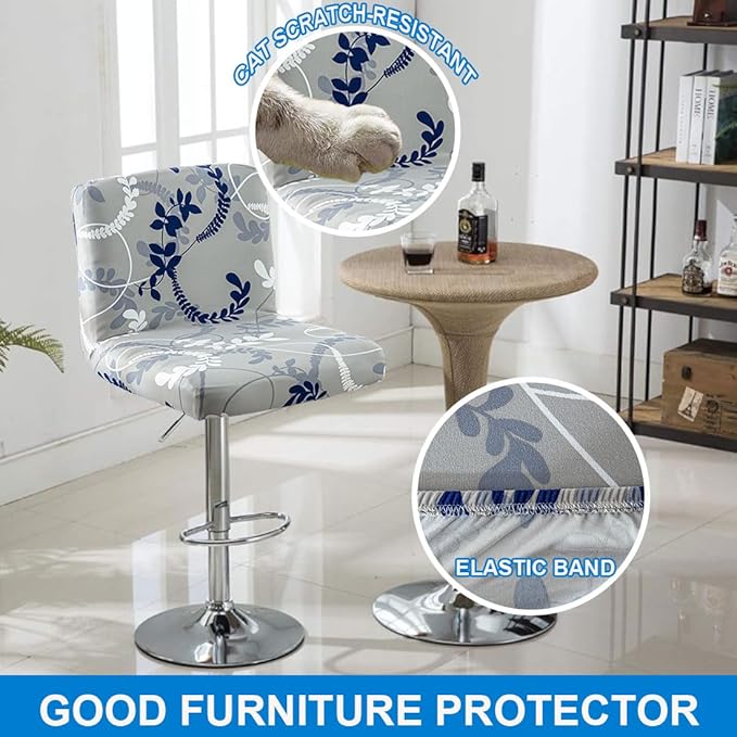 Levoberg Bar Stools Cover Set of 2 Printed Armless Swivel Barstools Slipcovers with Backs Stretch Square Counter Height Bar Stools Covers Mid Low Back Chair Cover for Kitchen Dining Room Bar #13