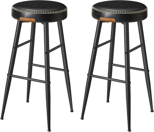 VASAGLE EKHO Collection - Bar Stools Set of 2, Bar Height Bar Stools, Kitchen Counter Stools, Mid-Century Modern Backless Counter Stools, 30-Inch Tall, Kitchen Island Home Bar, Ink Black