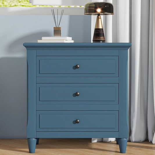 Nightstands with 3 Drawers for Bedroom, Modern Wood Bedside End Table
