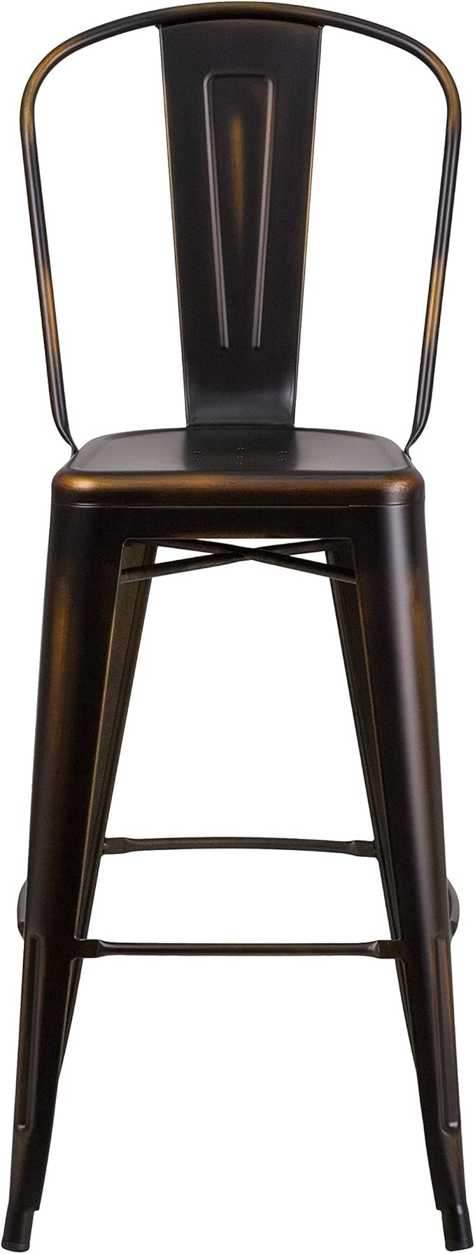 Flash Furniture Blake Commercial Grade 4 Pack 30" High Distressed Copper Metal Indoor-Outdoor Barstool with Back