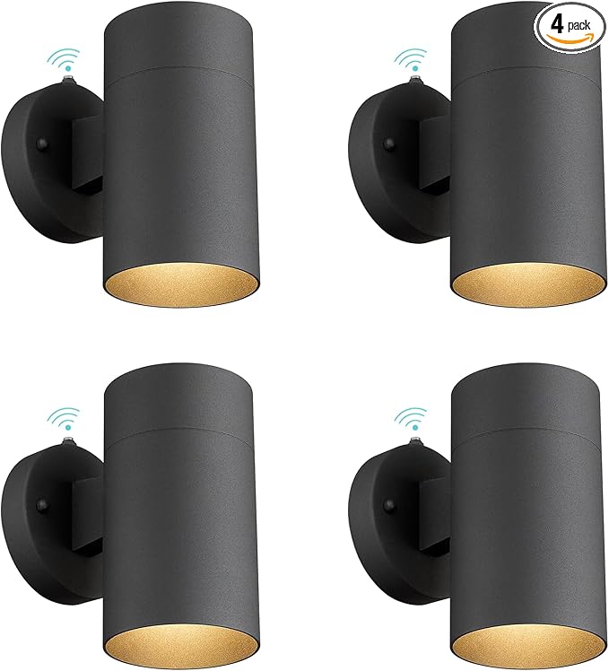 Ken & Ricky 4 Pack Dusk to Dawn Outdoor Wall Lighting, Black Porch Light, Modern Outdoor Wall Sconce with Photocell Sensor, Farmhouse Porch & Patio Lights -4 Pack