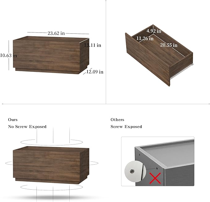 woodtalks Stackable 1 Drawer Dresser, Multi-Purpose Storage Closet Cube Dressers for Bedroom, Storage Cabinet for Entryway, Nightstand Sofa Beside Table Drawer Chest, 23.6 in, Walnut, Brown