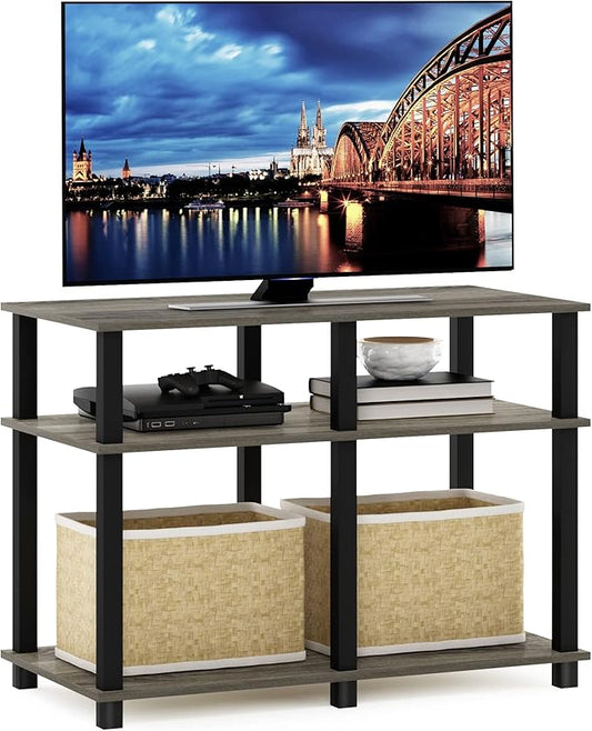 Furinno Romain Turn-N-Tube Stand for TV up to 40 Inch, 40-Inch, French Oak/Black