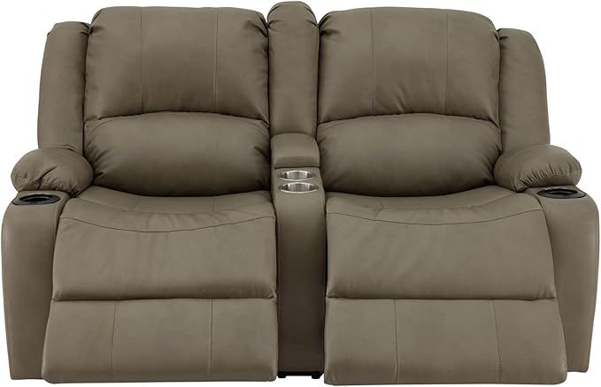 RecPro Charles 64" Powered Recliner RV Sofa with Console and Cupholders | Zero Wall Loveseat for Camper | Wall Hugger Couch with Upgraded 2023 Fabric (Putty)