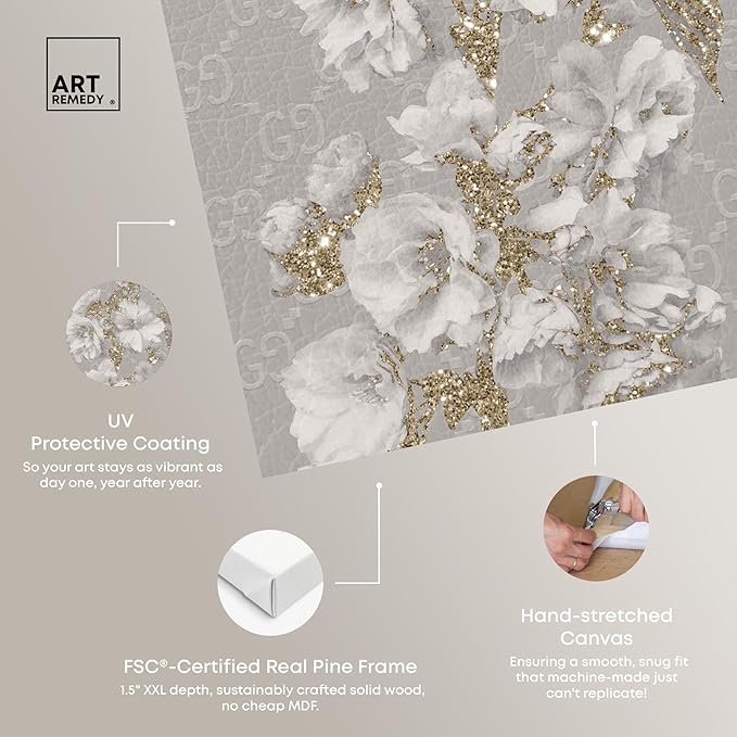 Art Remedy Floral in Classic Fashion Canvas Delicate Farmhouse Wall Art, Gallery Wrapped, 20" x 30"
