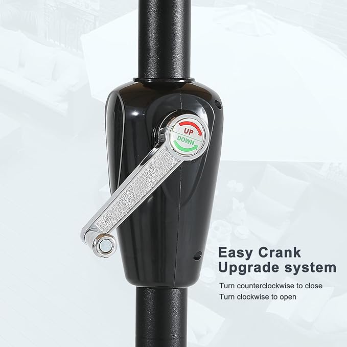 MASTERCANOPY 9FT Patio Umbrella with Push Button Tilt and Crank, Outdoor Market Umbrella with 8 Sturdy Ribs, UV Protection & Waterproof for Garden, Deck, Backyard, Pool (Turquoise)