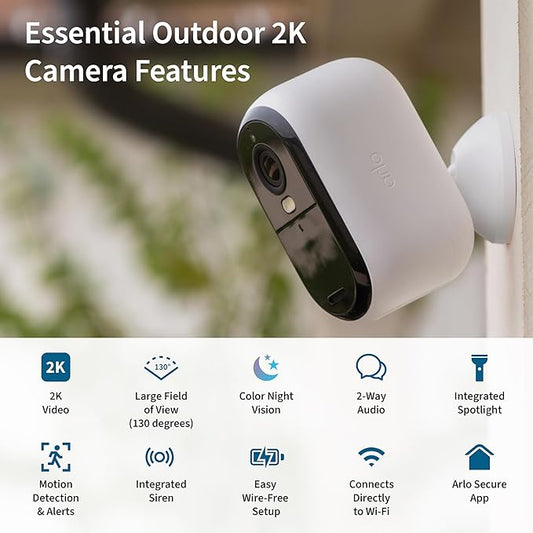 Arlo Home Security System - Wired Keypad Sensor Hub, (2) 8-in-1 Sensors, 24/7 Professional Monitoring + Outdoor 2K (1 Cam) + Bundle - No Contract Required, Alarm System for Home Security