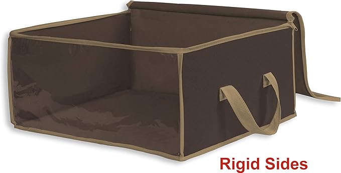 Simple Houseware 3 Pack Foldable Closet Organizer Clothing Storage Box with Clear Window, Brown