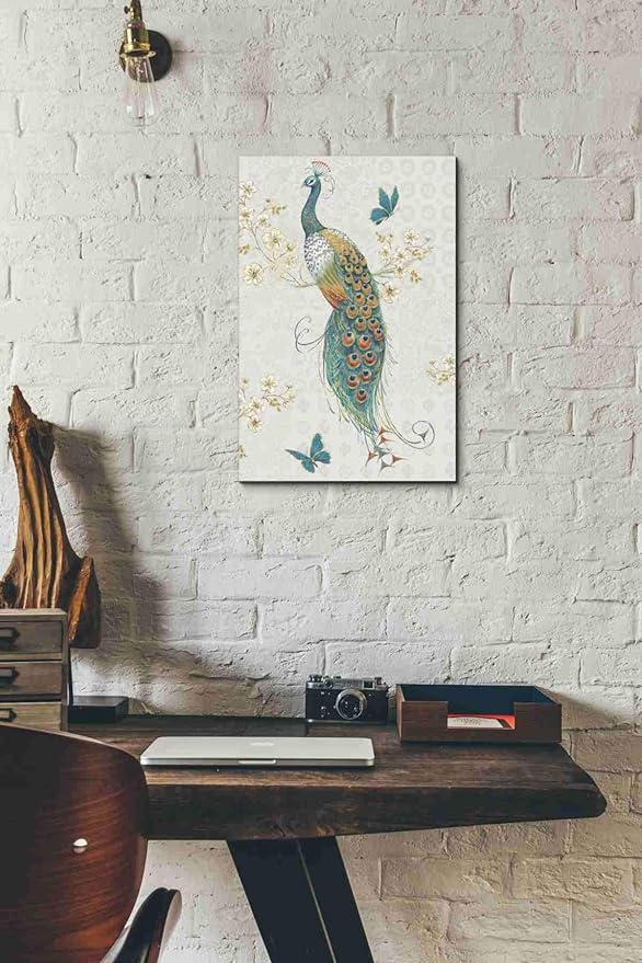 Epic Graffiti 'Ornate Peacock XA' by Daphne Brissonet, Canvas Wall Art, 12"x18"
