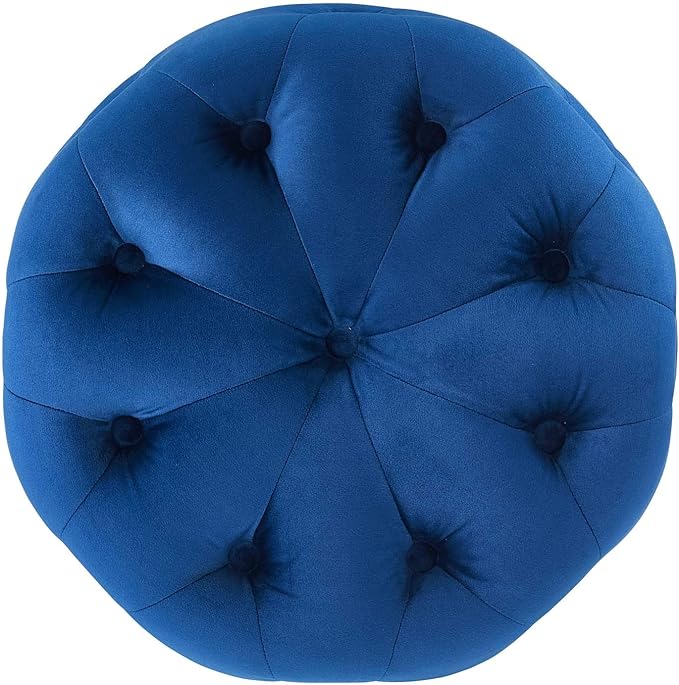 Modway EEI-3778-NAV Anthem Tufted Button Round Performance Velvet Ottoman, Navy