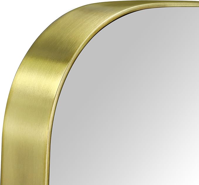 GRACTO 24x40'' Brushed Gold Metal Framed Bathroom Mirror for Wall in Stainless Steel Rounded Rectangular Bathroom Vanity Mirrors Wall Mounted
