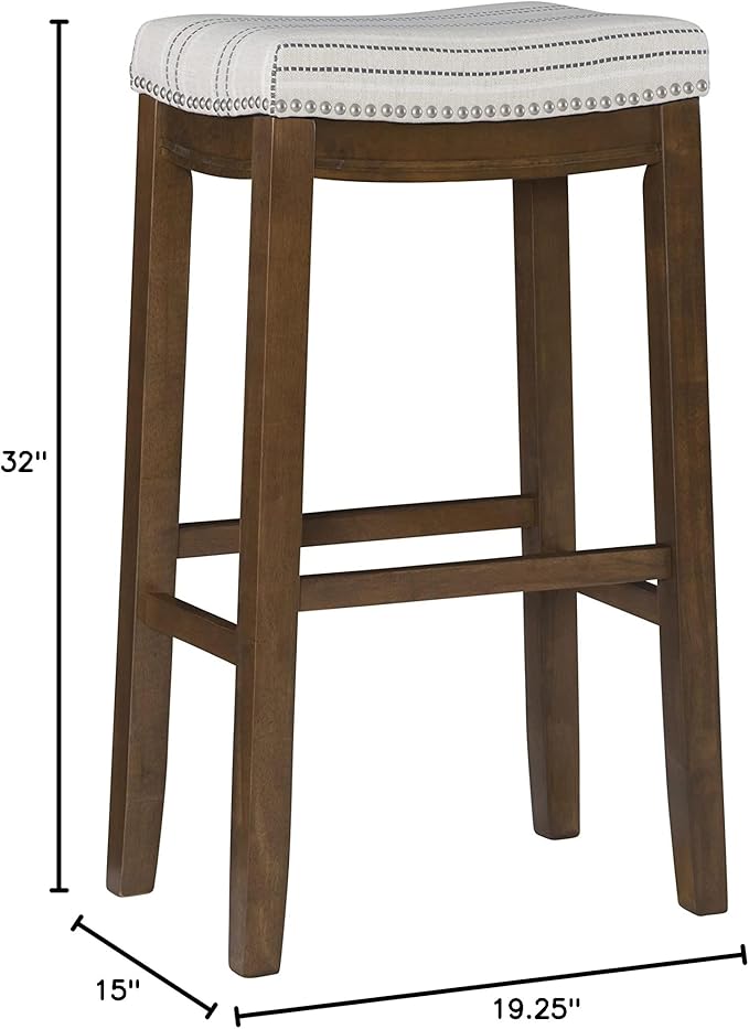 Linon Home Décor Linon 32.5" Backless Claridge Stool Rustic, Natural Bar