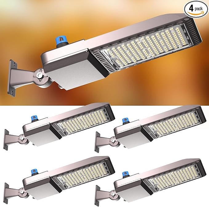 240W LED Parking Lot Light 36000lm (Eqv 1000W HID HPS) Arm Mount LED Pole Light IP65 5000K ETL Listed Commercial Area Lighting with Smart Photocell 6KV SPD 7 Yrs Warranty -4Pack