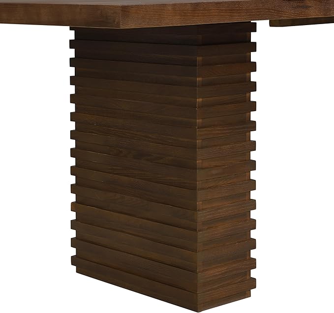 Christopher Knight Home Kaiya Modern Minimalist Wood Dining Table for 6-10 People, Rectangular Dining Room Table, Pedestal Kitchen Table, Ideal for Restaurant/Family Gatherings, Walnut Brown