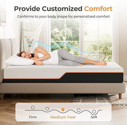 Vesgantti Full Mattress, 10 Inch Gel Memory Foam Mattress Full Size with Comfort Foam for Pressure Relief & Cool Sleep & Body Support, Made in USA, Medium Feel Bed in a Box, White