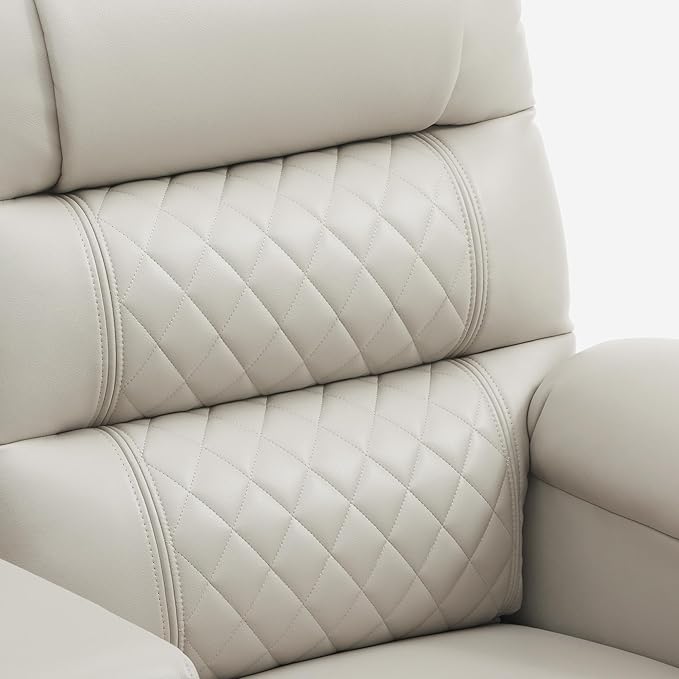 MCombo Zero Gravity Power Loveseat Recliner with Console, Heat and Vibration Massage, Reclining Loveseat Sofa with USB Ports, Cup Holders for Living Room, Faux Leather PR622Sets (Light Grey)