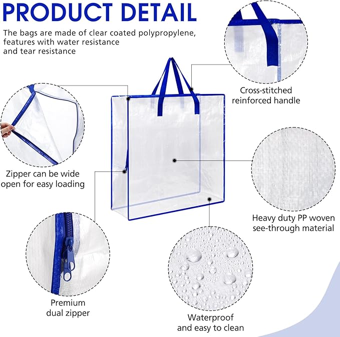 8 Pcs Clear Wreath Storage Bags 26 Inch St. Patrick's Garland Container Door Garland Holiday Wreath Storage Holder with Handle and Zipper Heavy Duty Plastic Packing Totes(Blue)