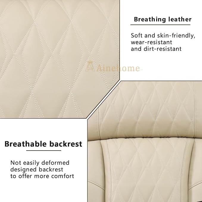 A Ainehome Power Leather Recliner Sofa Set, Recliner Sofa Sectional Couches for Living Room, Reclining Sofa, loveseat, Chair with Storage Console/Cup Holders(Khaki,Chair)