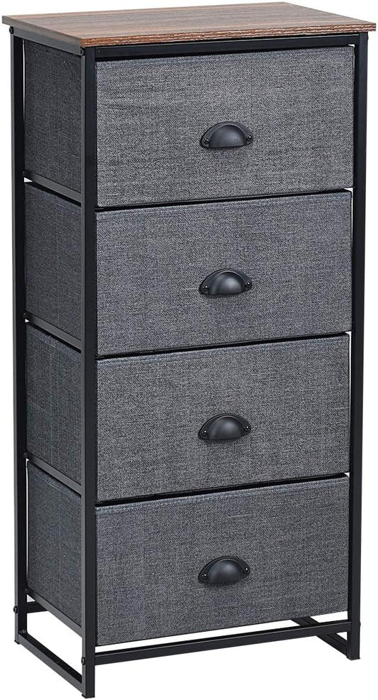 Giantex Dresser Storage Tower Nightstand W/Fabric Drawers, Sturdy Steel Frame and Wood Top Organizer Unit for Bedroom, Living Room, Entryway,Closets End Table Storage Unit (37’’(H), Black)