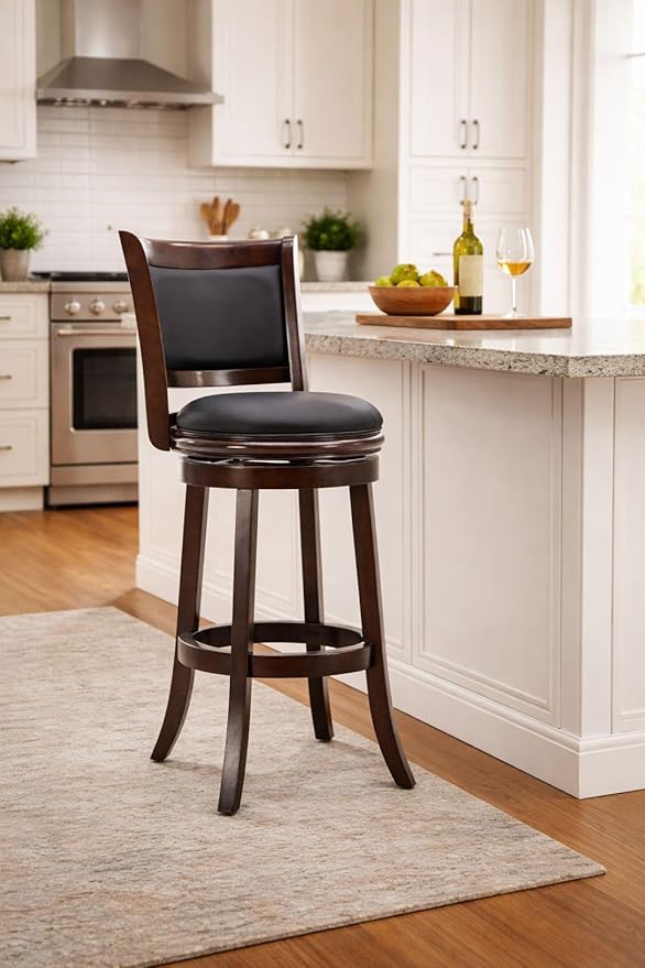 Boraam Augusta Swivel Bar Stool - Black/Cappuccino