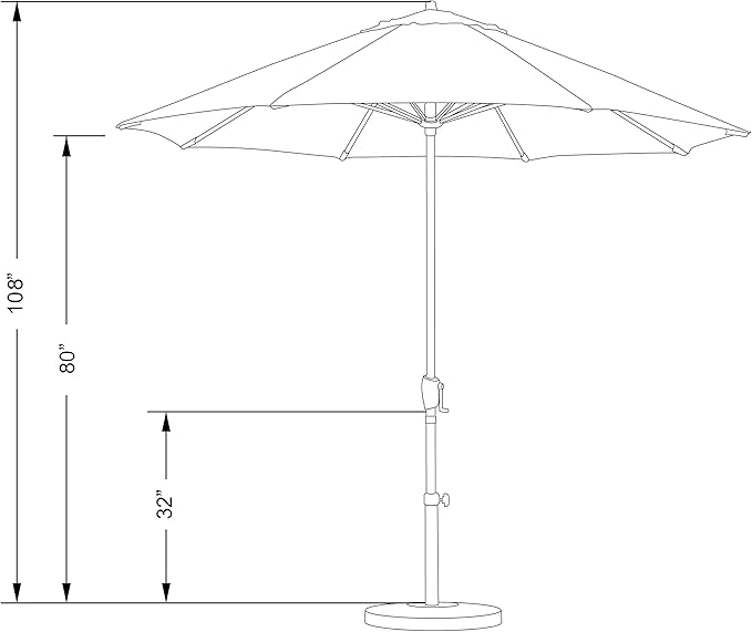 California Umbrella 12-Year Protection 9-Ft Outdoor Patio Umbrella, Sunbrella Fade-Resistant Acrylic Fabric, Auto Tilt and Crank, Heavy-Duty Aluminum Frame/Reinforced Ribs, Bronze Pole, Linen Sesame
