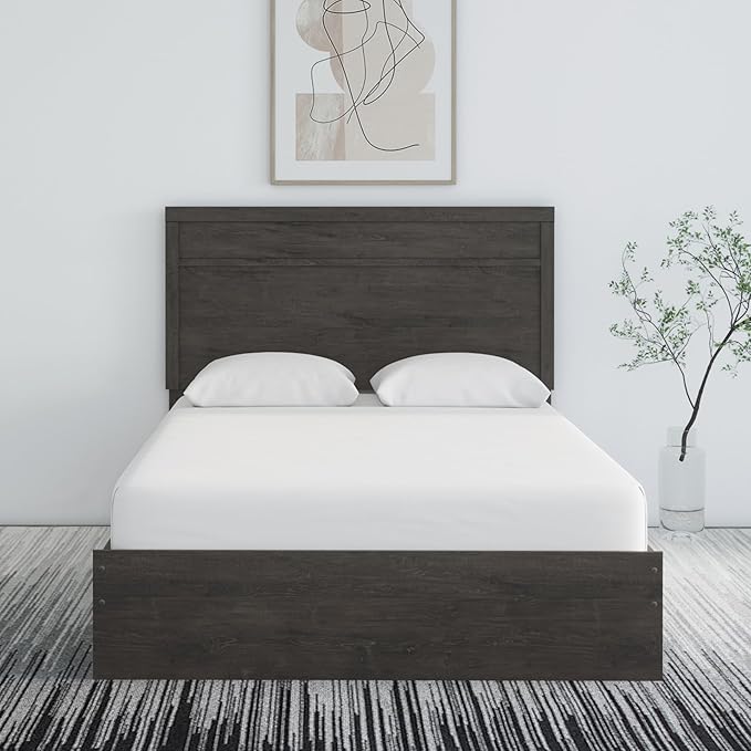 Signature Design by Ashley Belachime Casual Queen Panel Bed with Metal Slats, Foundation or Box Spring Needed, Black