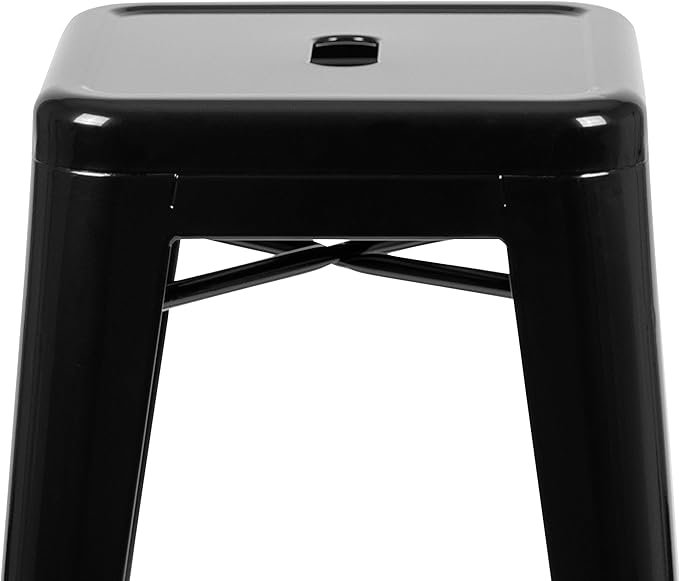 Flash Furniture Lily 30" High Metal Indoor Bar Stool in Black - Stackable Set of 4