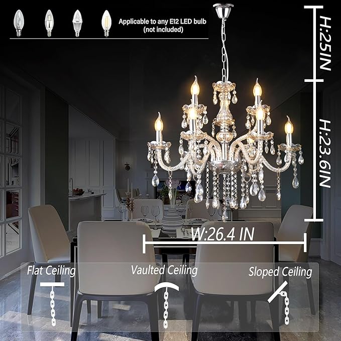 YYSHCHEN Luxury Cognac 9 Lights Crystal Chandeliers for Dining Room, Living Room,Bedroom 26.4"