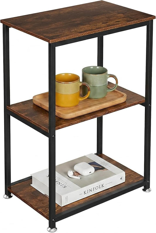 VECELO Tall End Side Table,30" Height Nightstand with 3-Tier Storage Shelf for Living Room Bedroom Office Hallway Study