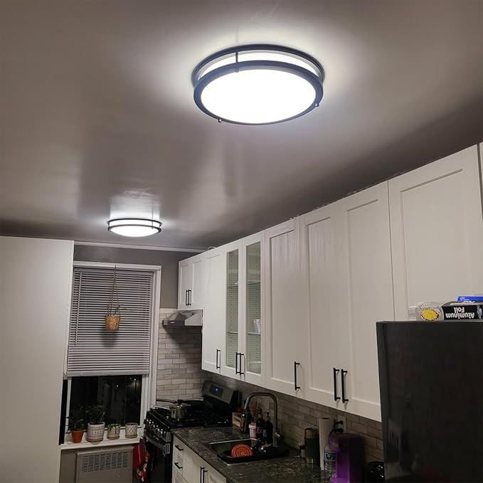 Kalium LED Ceiling Light with Remote 12 Inch Flush Mount Ceiling Light Fixture, 18W 3000K-6000K Adjustable Color Temperature, Dimmable Lighting Fixtures for Kitchen Bedroom Hardwired Installation