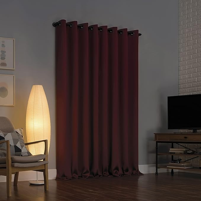 Sun Zero Nordic 2-pack Theater Grade Extreme 100% Blackout Grommet Curtain Panel Pair, 52" x 84", Wine